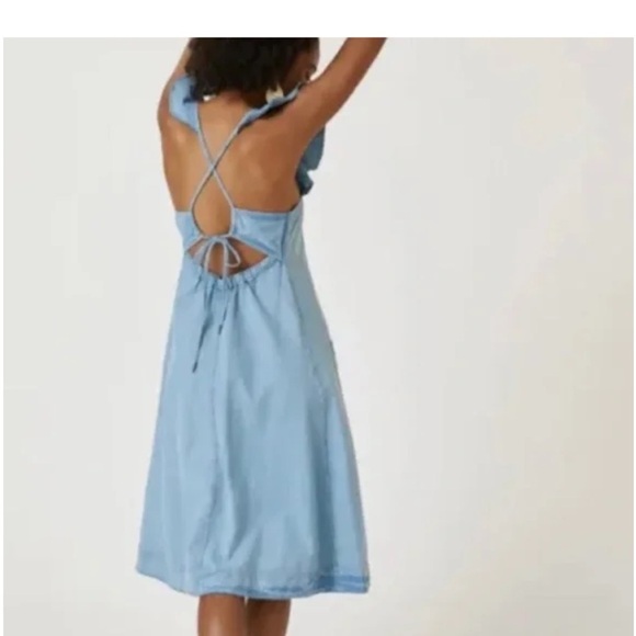 NWT Anthropologie Pilcro Flutter Sleeve Mdi Dress Blue Size Small - Picture 15 of 16